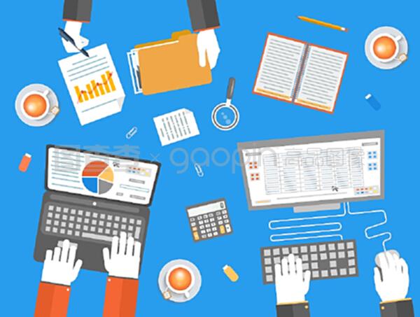 平面設計中的團隊合作 商業概念與辦公協作